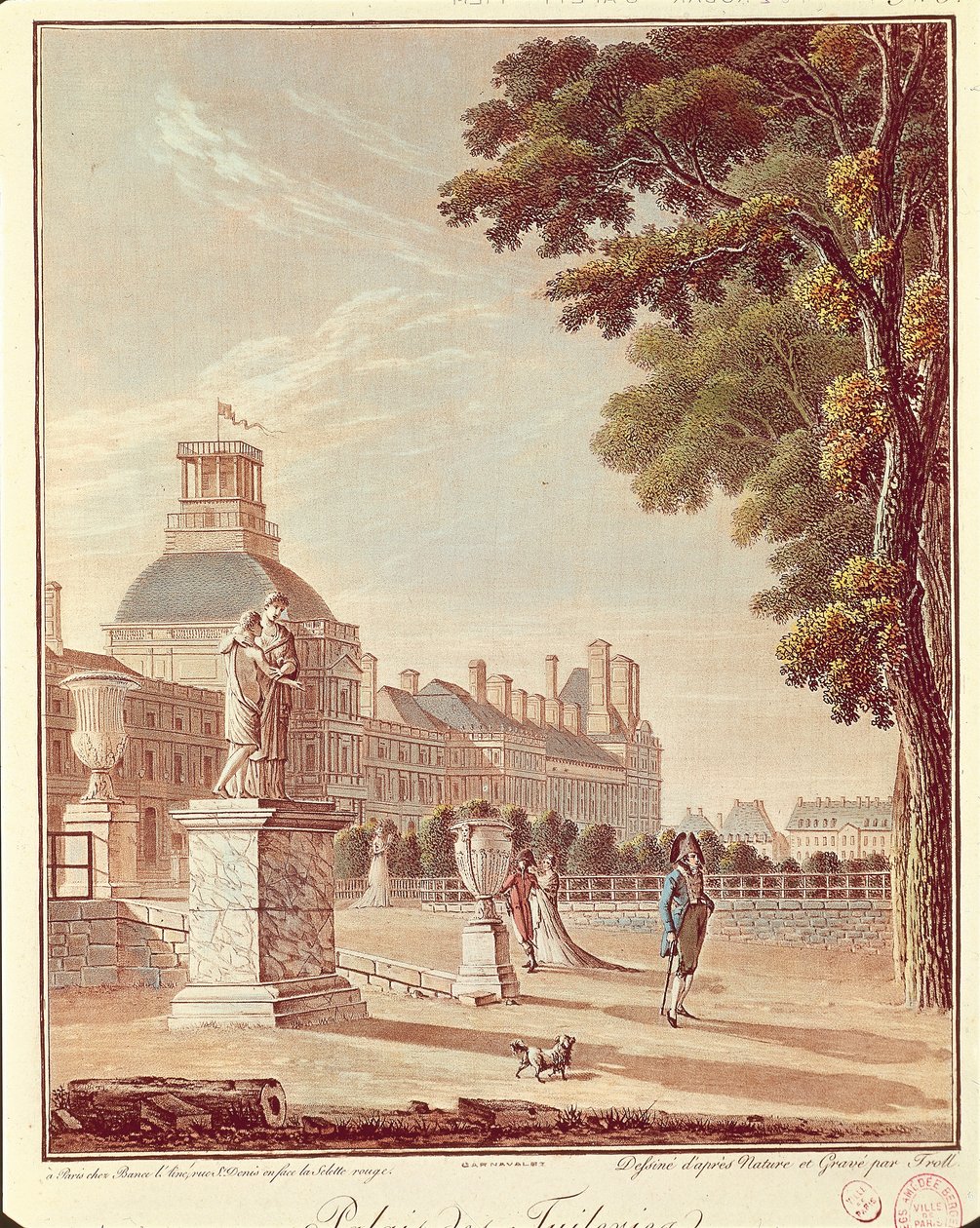 Francia, Parigi, Palazzo delle Tuileries, Incisione da French School