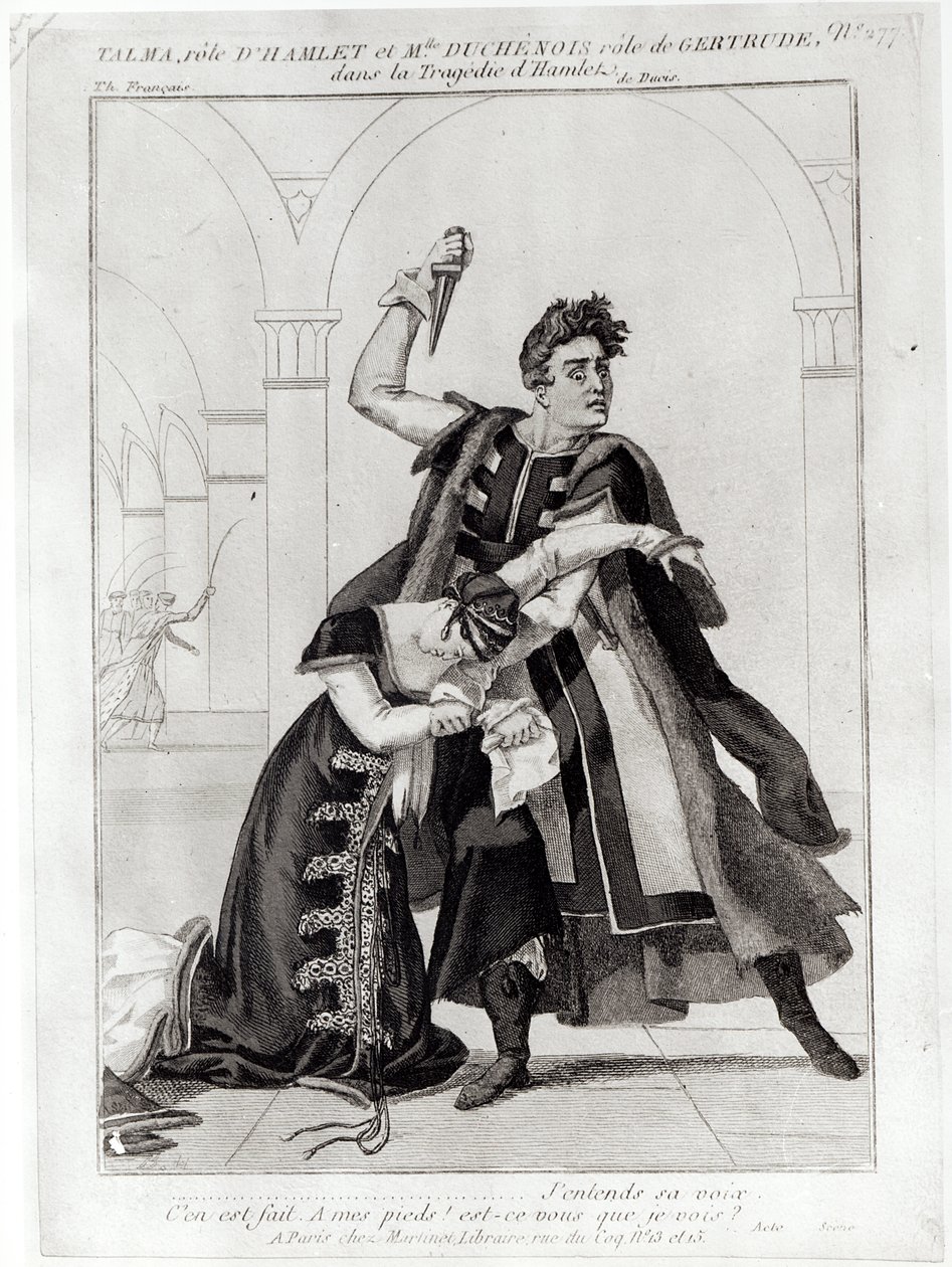 Francois-Joseph Talma (1763-1826) come Amleto e Mademoiselle Duchenois come Gertrude, in 