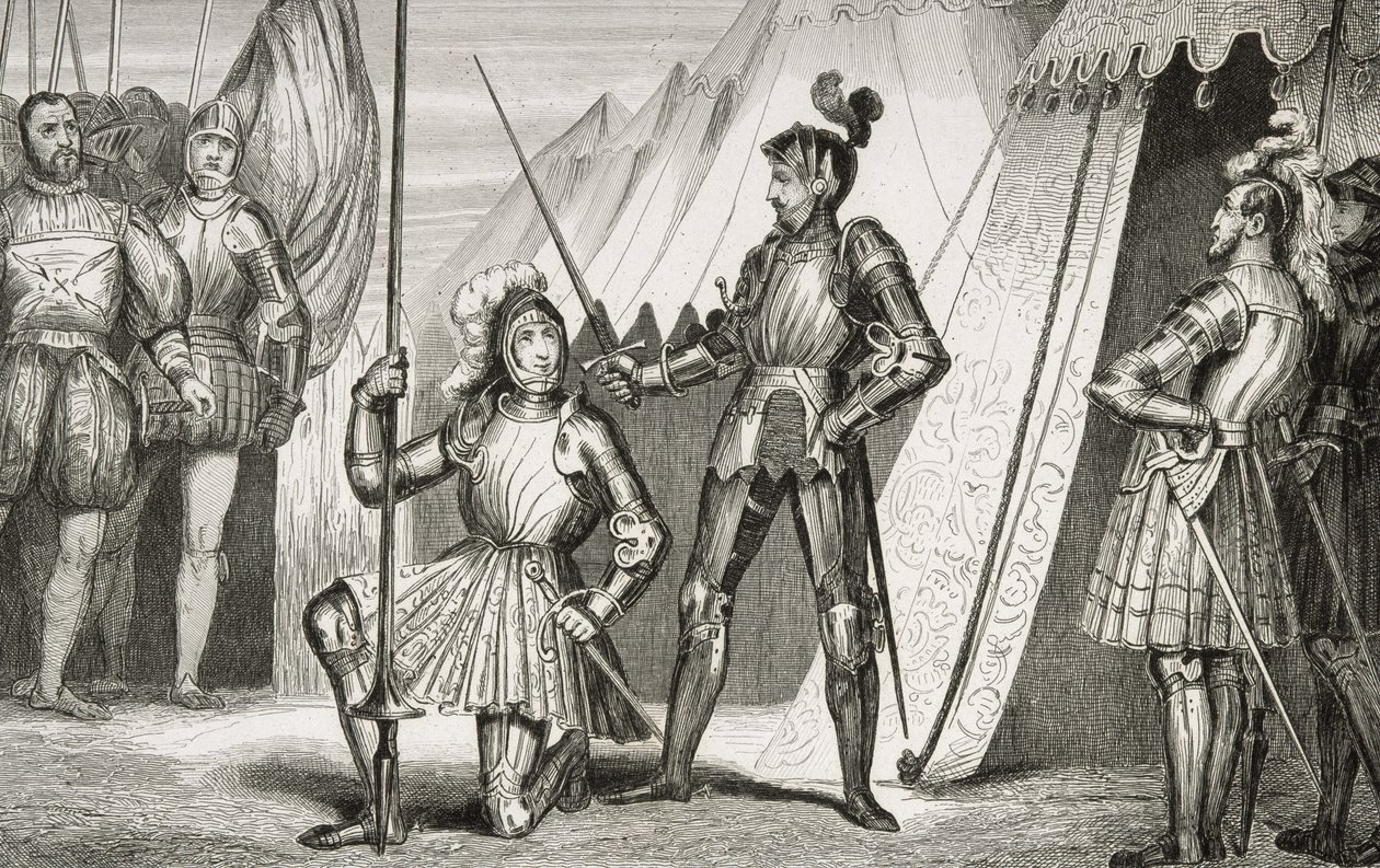 Francesco I nominato cavaliere dal Capitano Bayard dopo la Battaglia di Marignano, da 