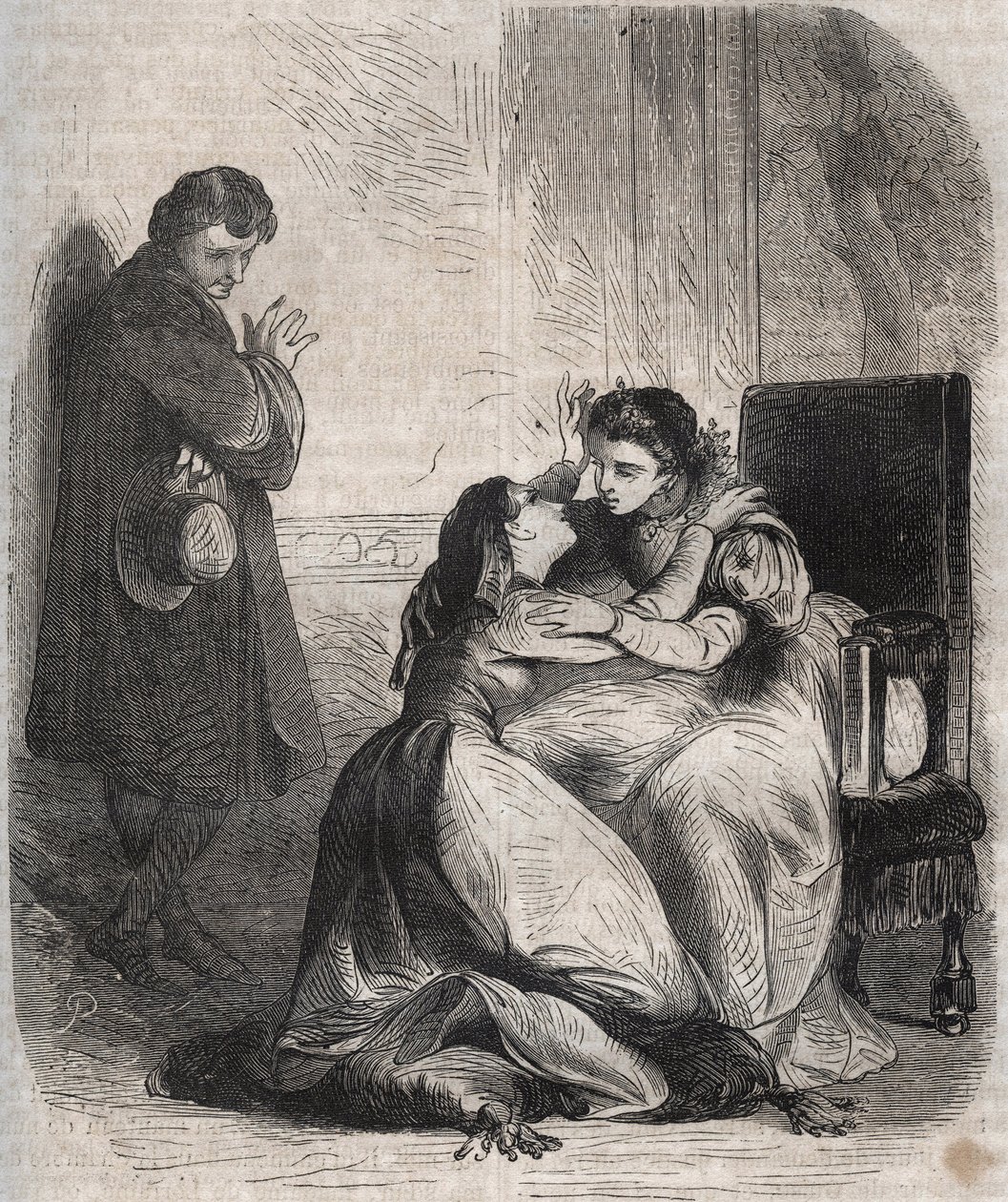 Françoise de Montmorency-Fosseux (Montmorency Fosseux) (1566-1641) chiede perdono alla regina Margherita di Valois (1553-1615), nota come regina Margot. È l