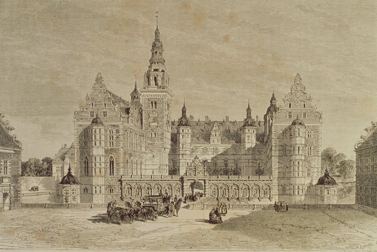 Castello di Frederiksborg, Hillerod, Danimarca, 1850, da Le Tour du Monde, pubblicato a Parigi, 1860 da French School