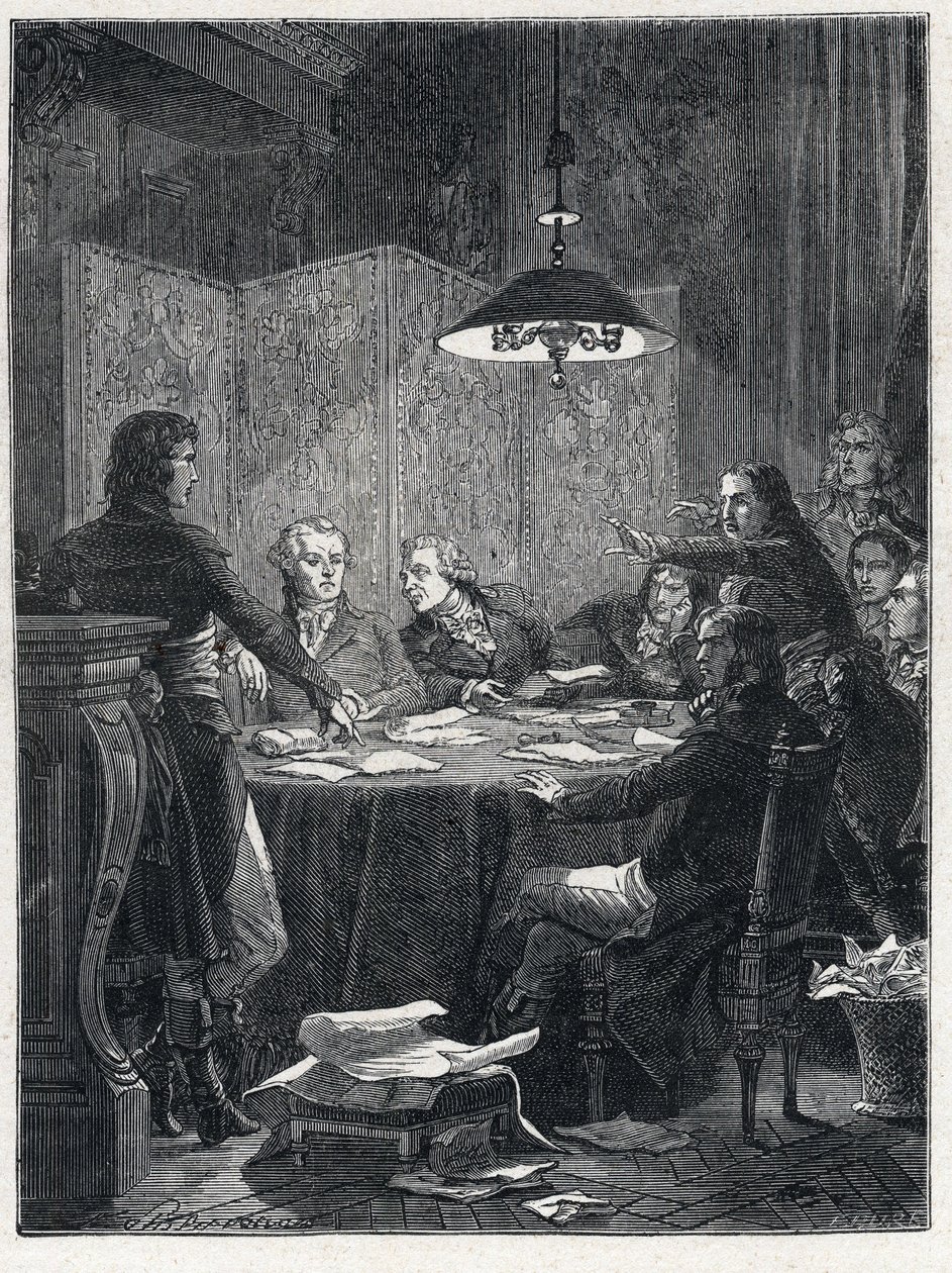 Rivoluzione Francese: Riunione del Comitato di Salvezza Pubblica, un governo rivoluzionario istituito dalla Convenzione Nazionale nel 1793. da French School