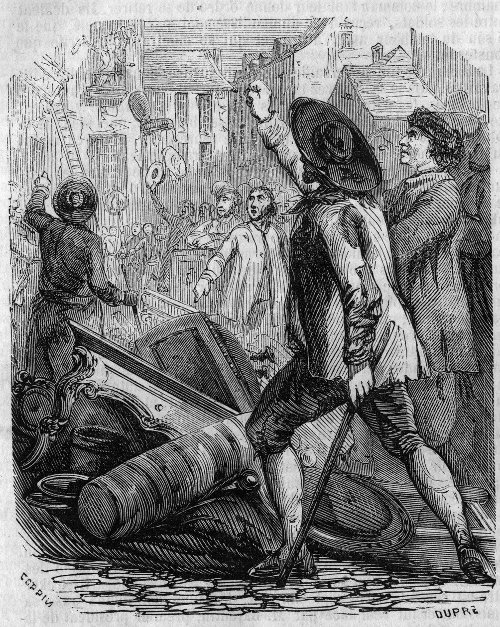 Rivoluzione francese: saccheggio della fabbrica di carta da parati di Réveillon, 28 aprile da French School