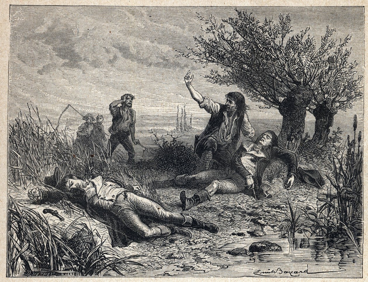 Rivoluzione francese: suicidio per avvelenamento dei politici François Buzot (1760-1794) e Jérôme Pétion de Villeneuve (1759-1794) da French School