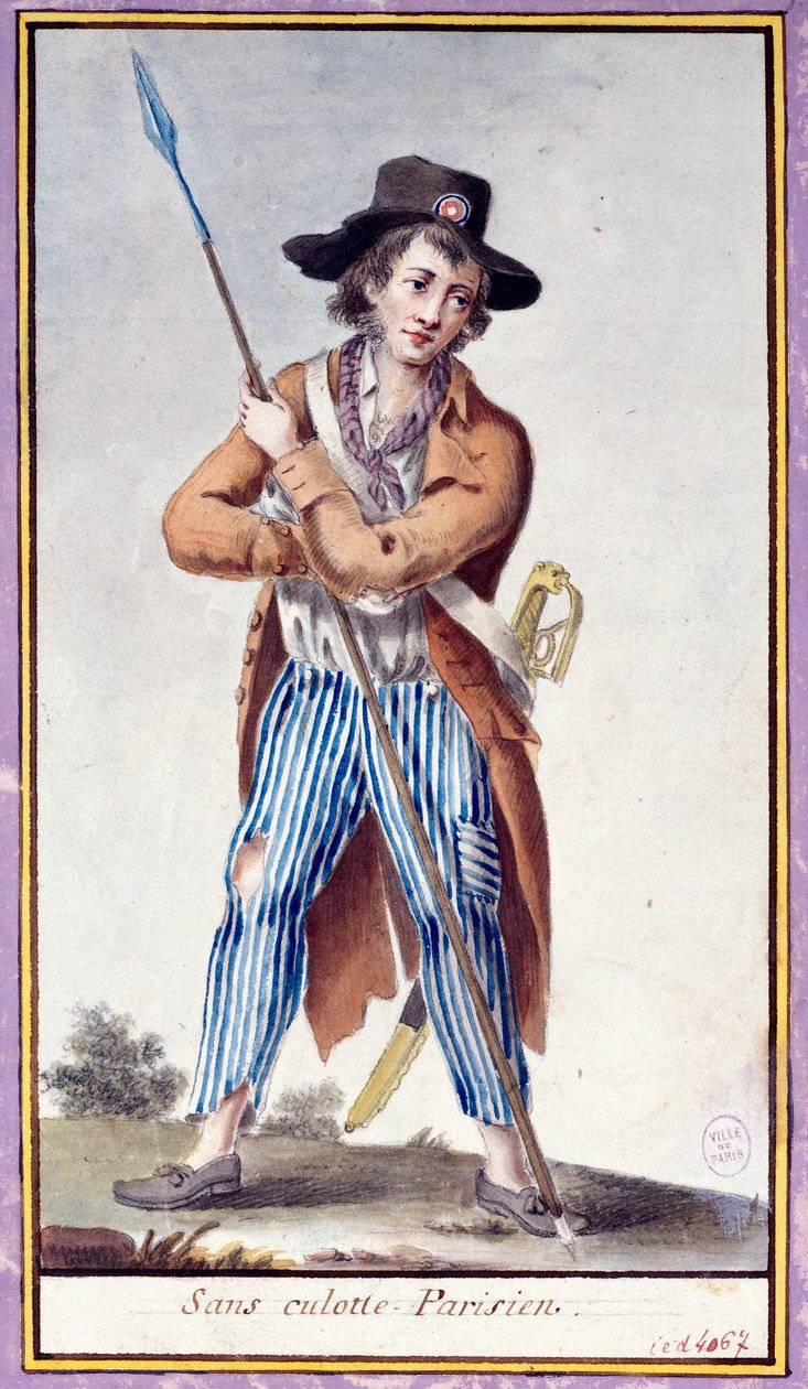 Rivoluzione francese: il parigino senza mutande ha le picche. Stampa anonima intorno al 1789. Parigi, Museo Carnavalet da French School