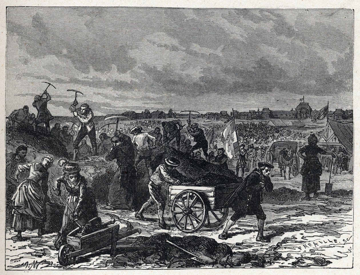 Rivoluzione francese: lavori del Campo di Marte a Parigi, per preparare la Festa della Federazione nel 1790 da French School