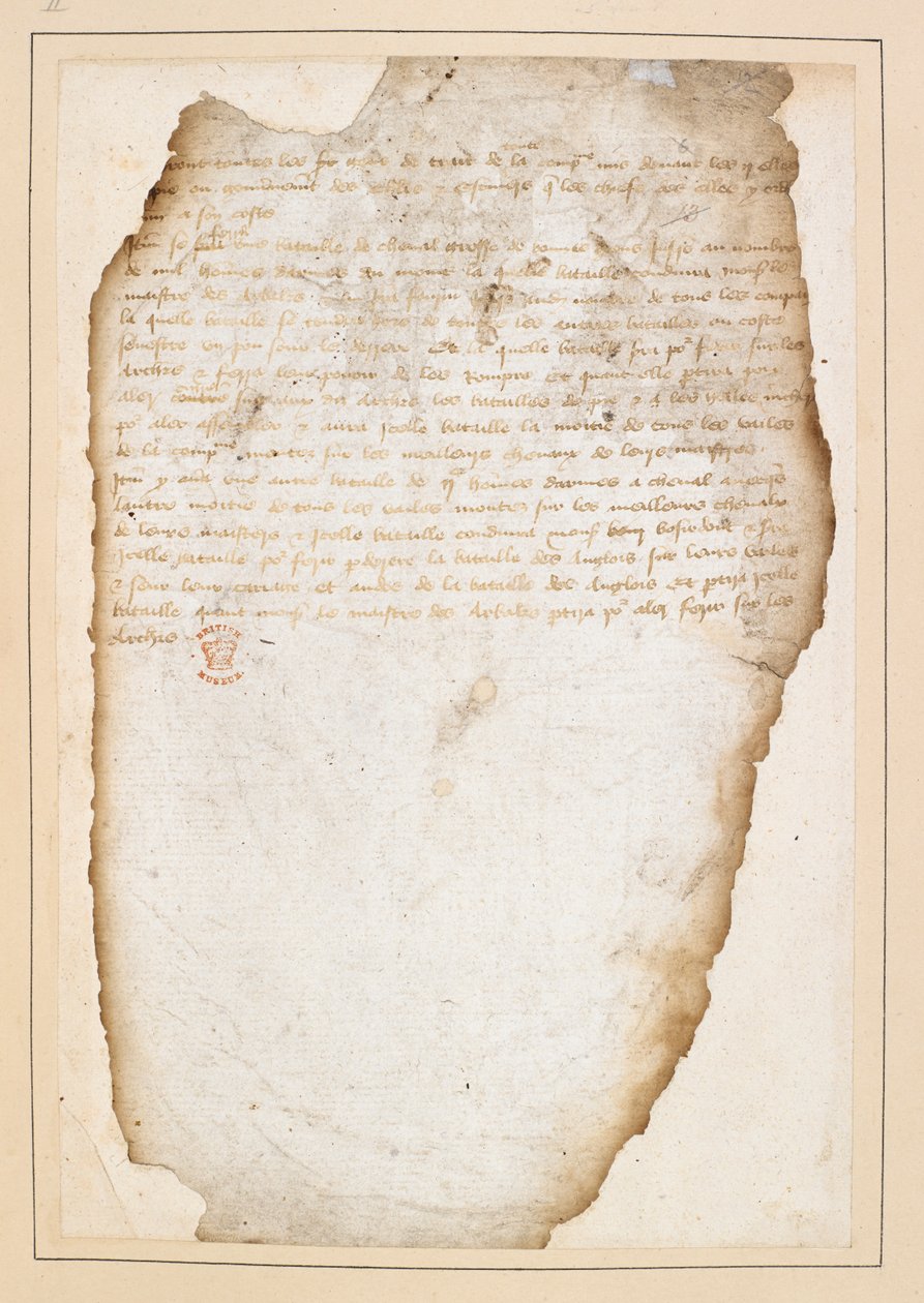 Piano di battaglia francese precedente la battaglia di Agincourt, redatto dal Maresciallo Boucicault, Capitano di Normandia, e altri. Tra il 13 e il 21 ottobre 1415 da French School