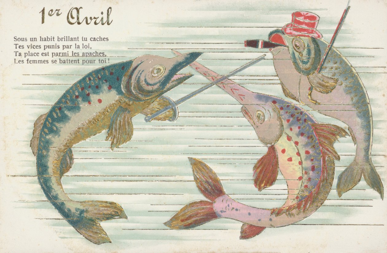 Cartolina francese raffigurante un pesce in occasione del pesce d