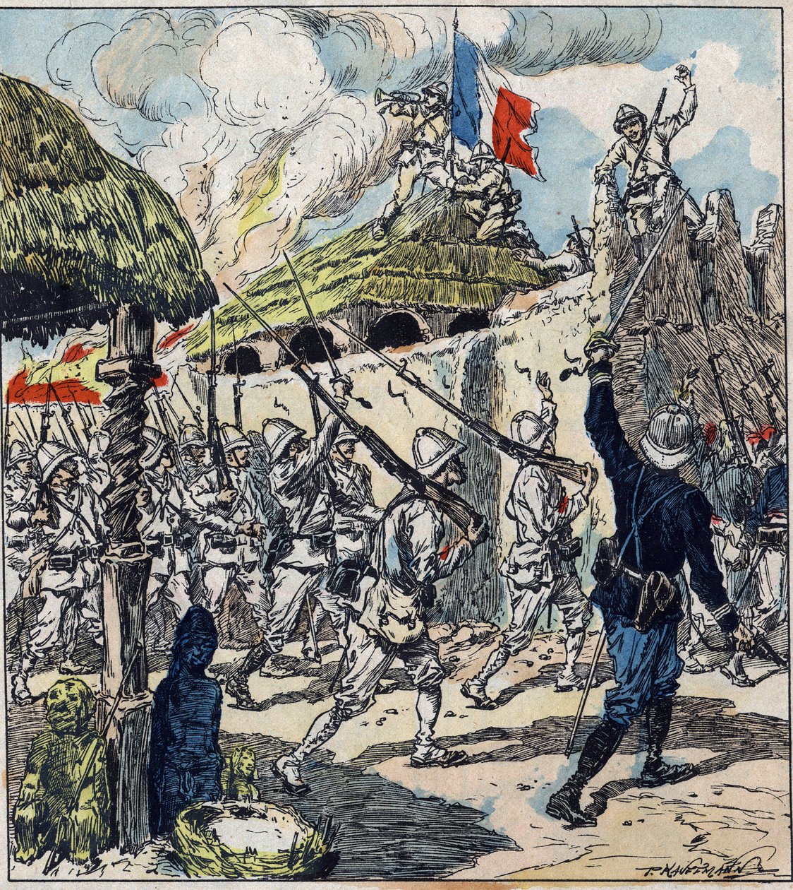 Spedizione francese in Dahomey (ora Benin). Le truppe francesi entrarono ad Abomey il 17 novembre da French School