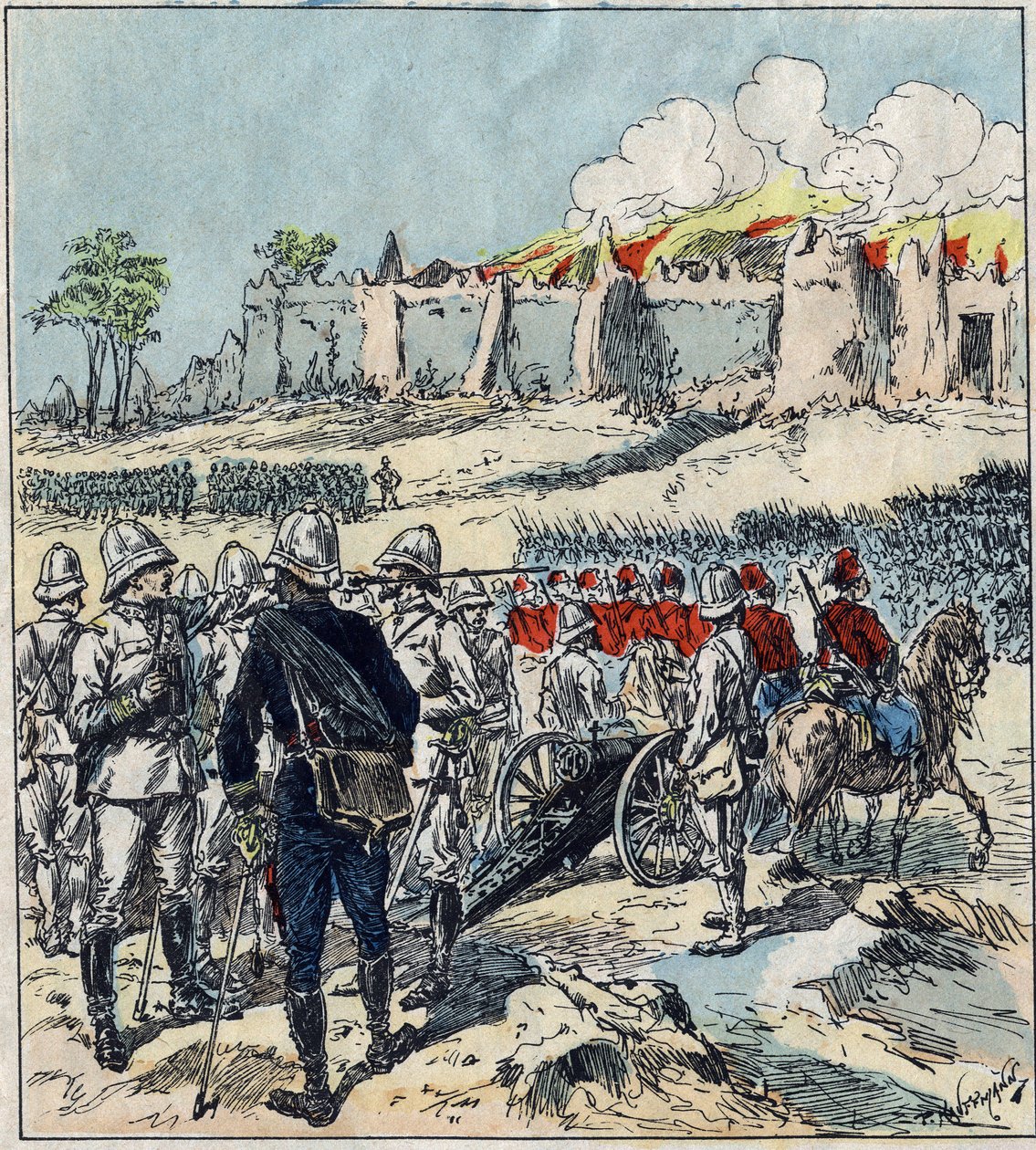 Spedizione francese in Dahomey (attuale Benin). Il generale Dodds forma le sue colonne d