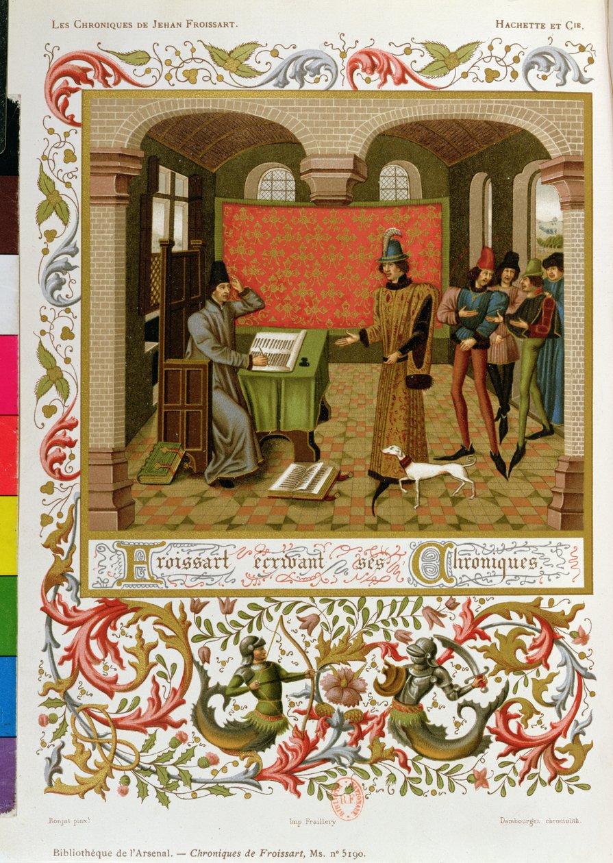 Froissart (1333-140001) che scrive le sue cronache (facsimile di Ms. 5190) da French School