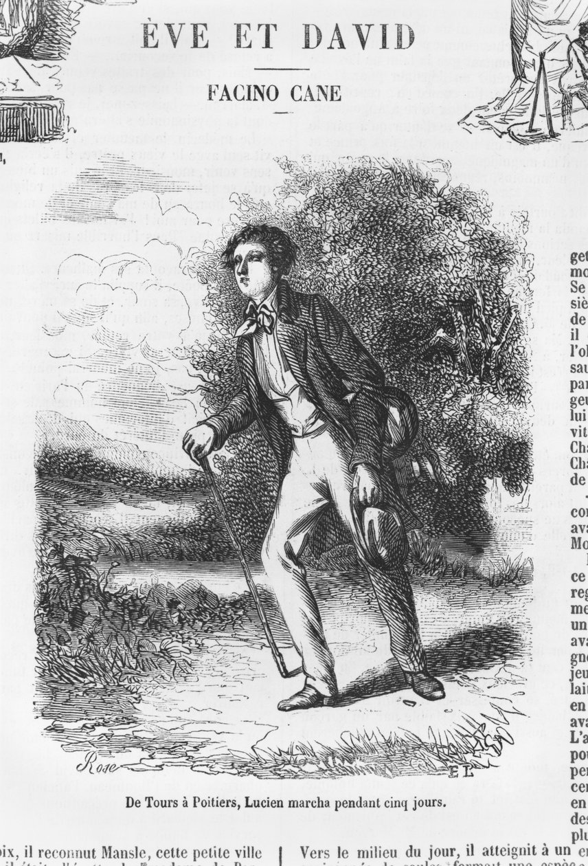 Da Tours a Poitiers, Lucien de Rubempre cammina per cinque giorni, illustrazione da 