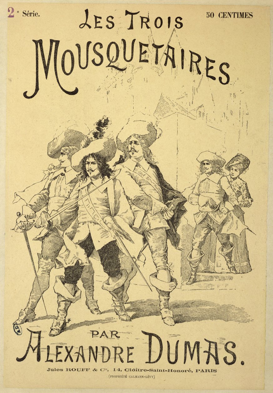 Copertina di una serializzazione de I tre moschettieri di Alexandre Dumas padre (1803-70) fine XIX secolo da French School