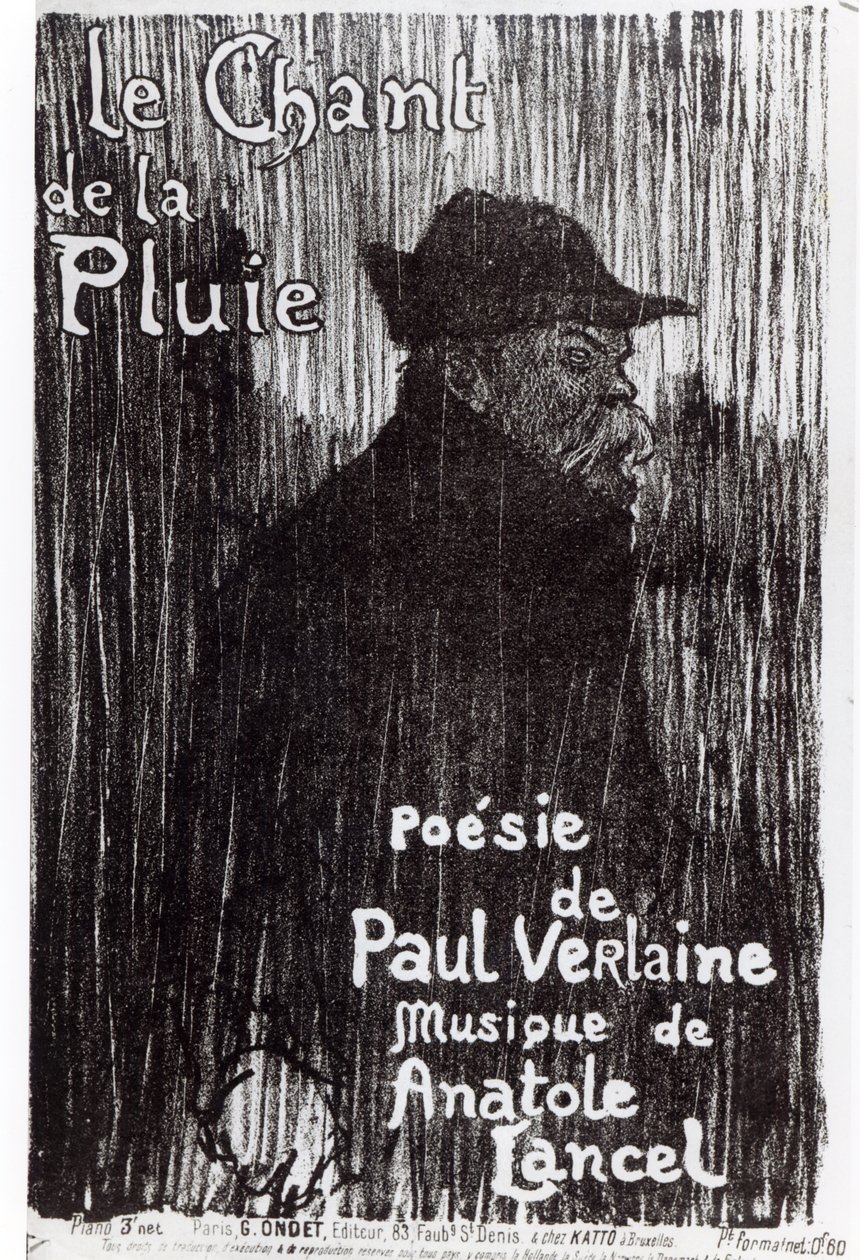 Copertina della partitura musicale Le Chant de la pluie, da una poesia di Paul Verlaine, 1844 da French School