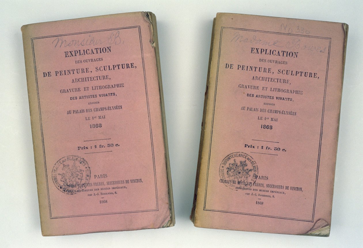 Copertine di due cataloghi del Salon francese donati a Mr e Mrs Bowes, 1868 da French School