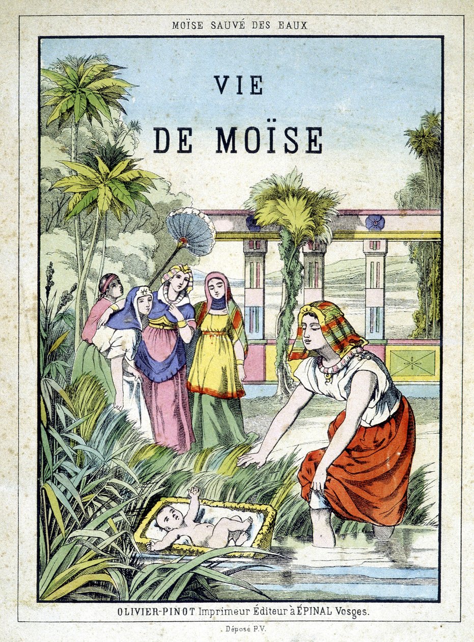Frontespizio del libro "Vita di Mosè", ed. Olivier Pinot, Epinal, fine XIX secolo da French School