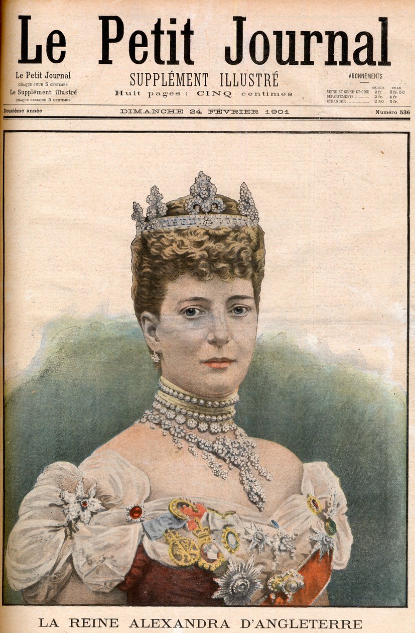 Prima pagina del giornale francese regina Alessandra d