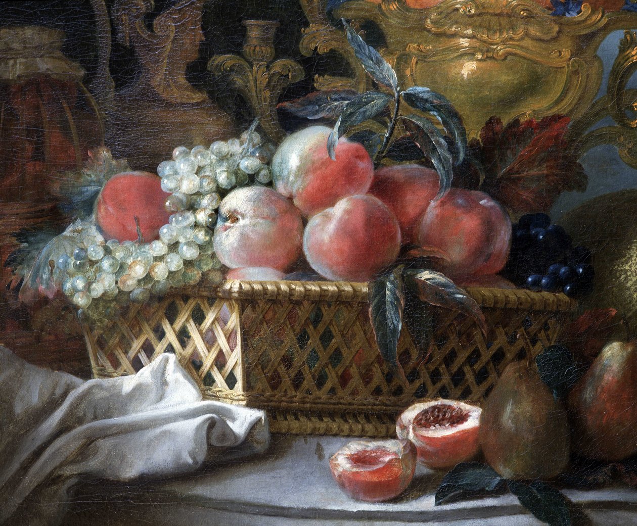 Vaso di frutta e cesta (dettaglio). c.1770 da French School