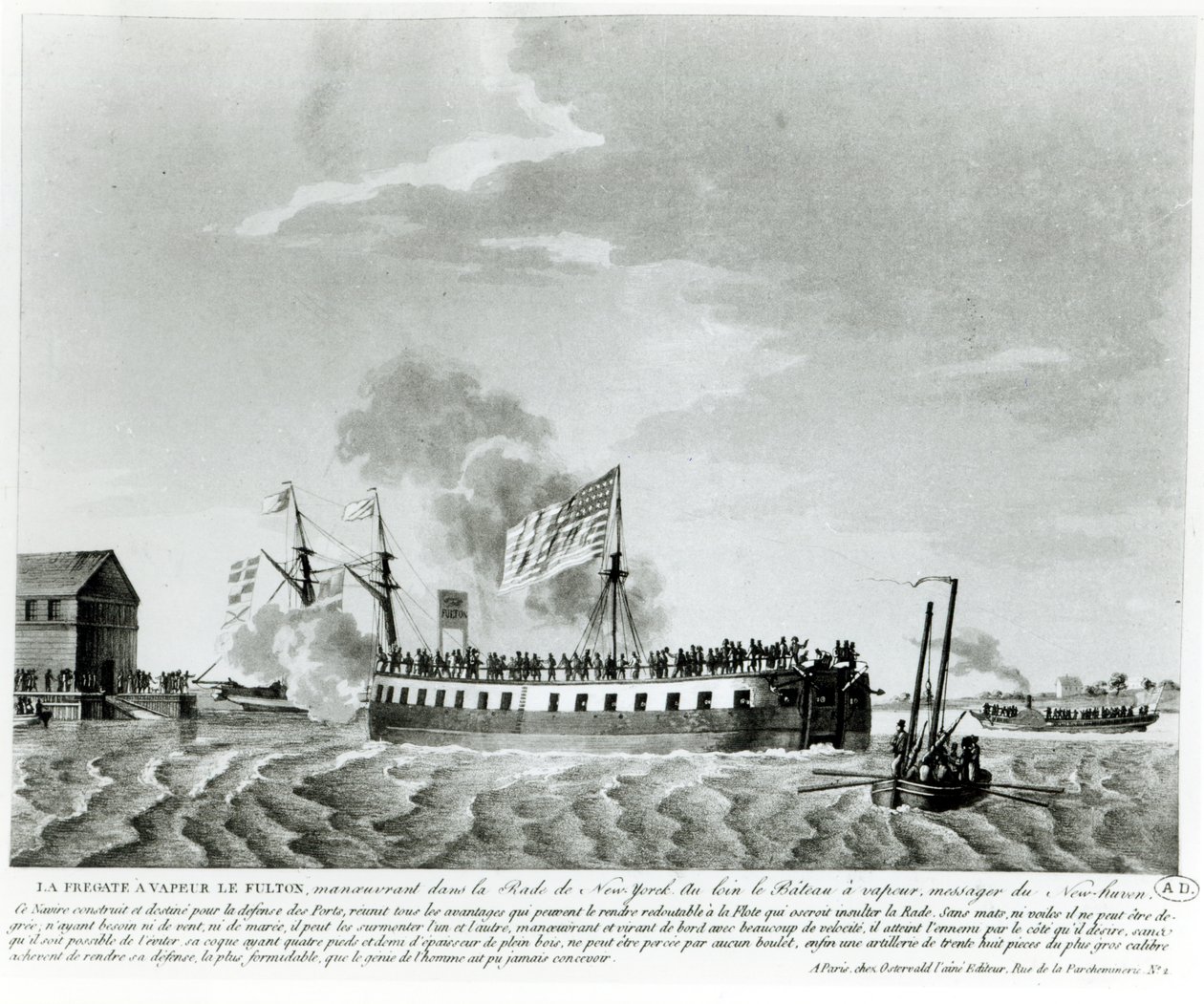 Nave da guerra a vapore di Fulton, Fulton the First, progettata e costruita da Robert Fulton per la difesa di New York nella guerra del 1812 da French School