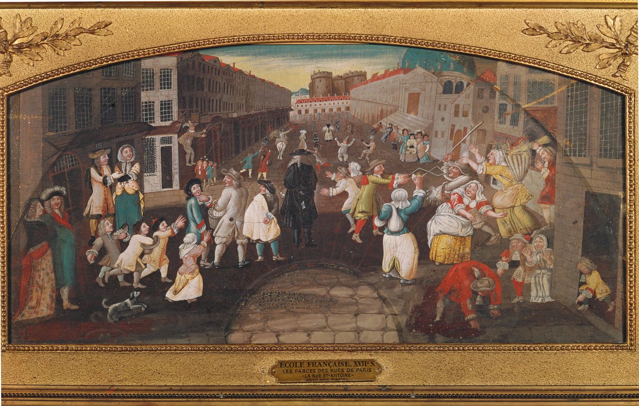 Giochi e divertimenti per le strade di Parigi - rue St. Antoine ... (dipinto su tela) da French School