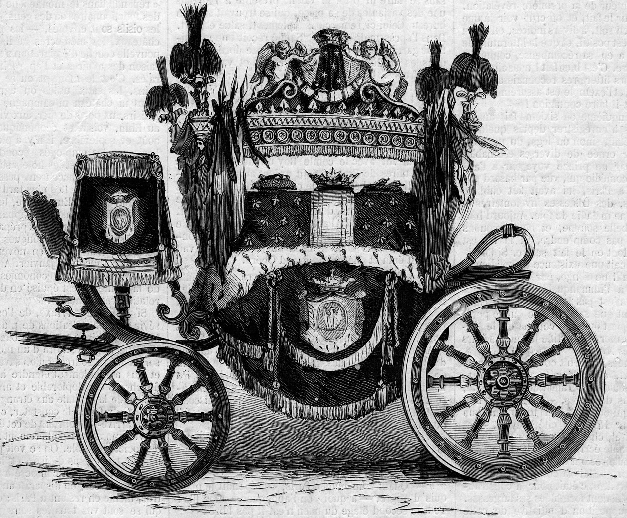Carro funebre usato durante le esequie del Principe Girolamo Bonaparte (1784-1860). Incisione in "Le Monde Illustré" n°169 del 7 luglio 1860. da French School