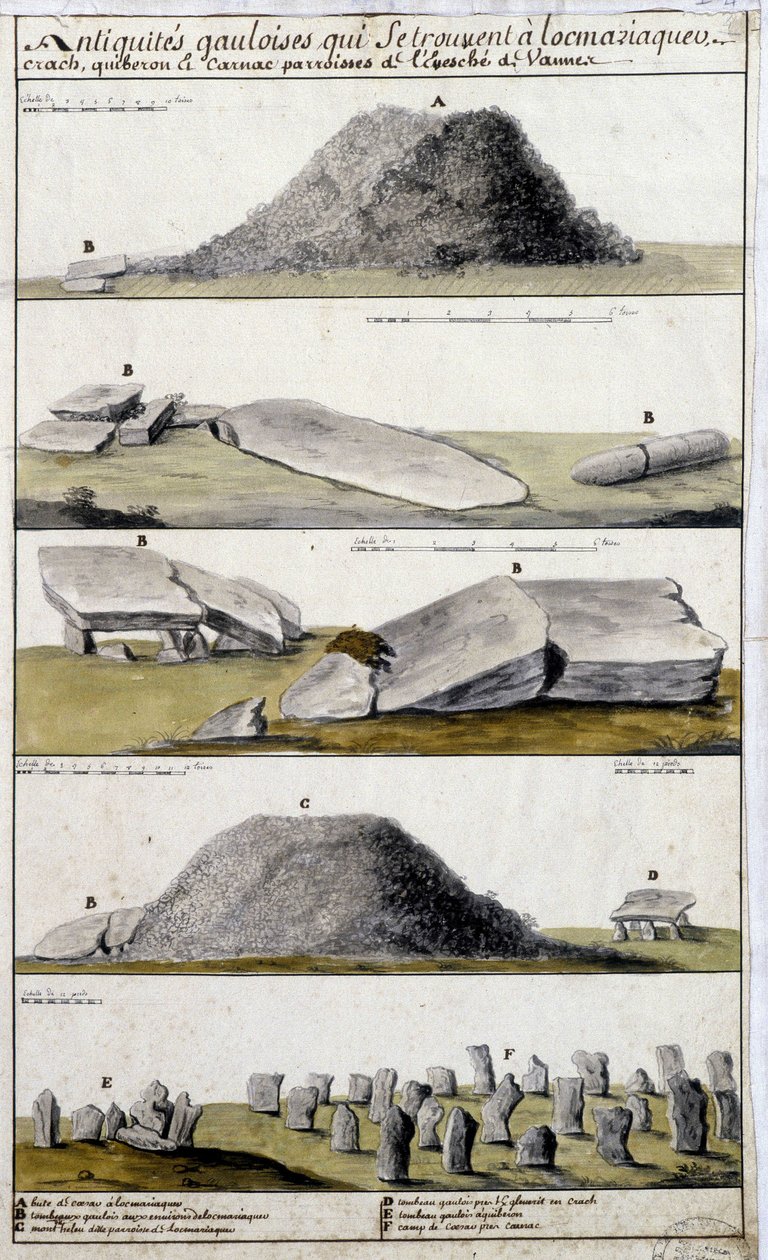 Antichità galliche situate a Locmaziaquev, Crach, Quiberon e Carnac, parrocchie dell