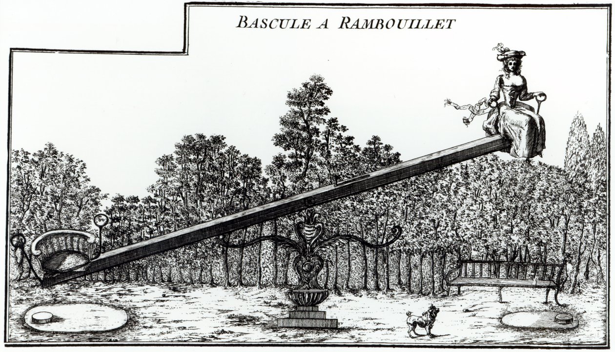 Altalena da giardino a Rambouillet, da Dettagli dei Nuovi Giardini alla Moda di George Louis le Rouge, pubblicato 1775-78 da French School