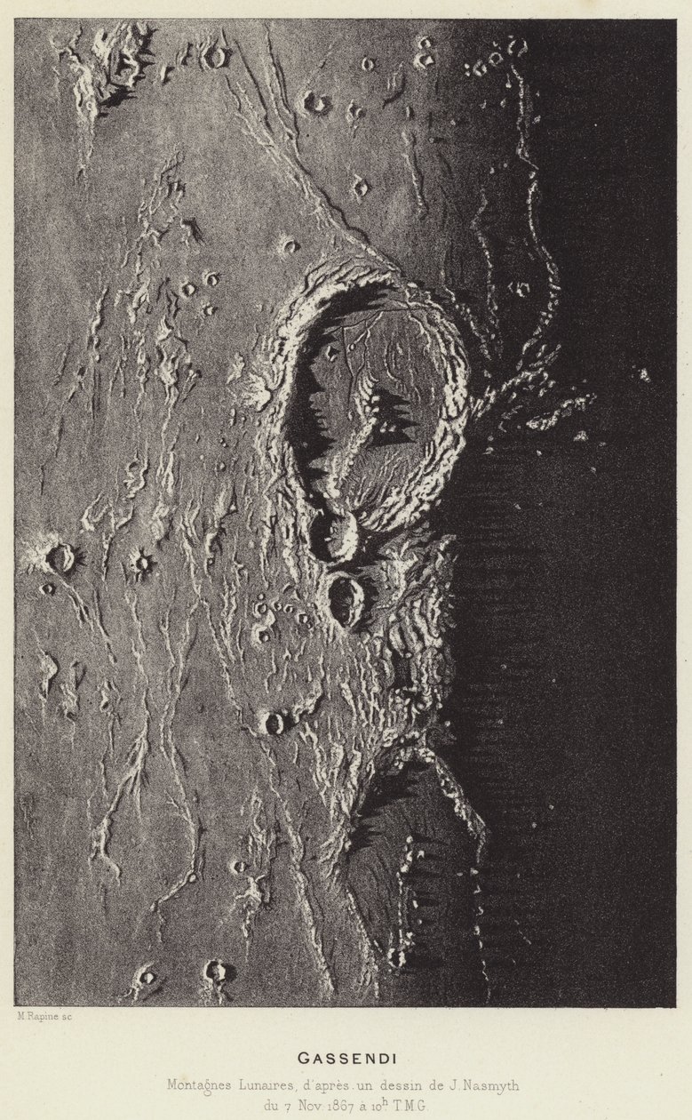 Gassendi, Montagne Lunari (litografia) da French School