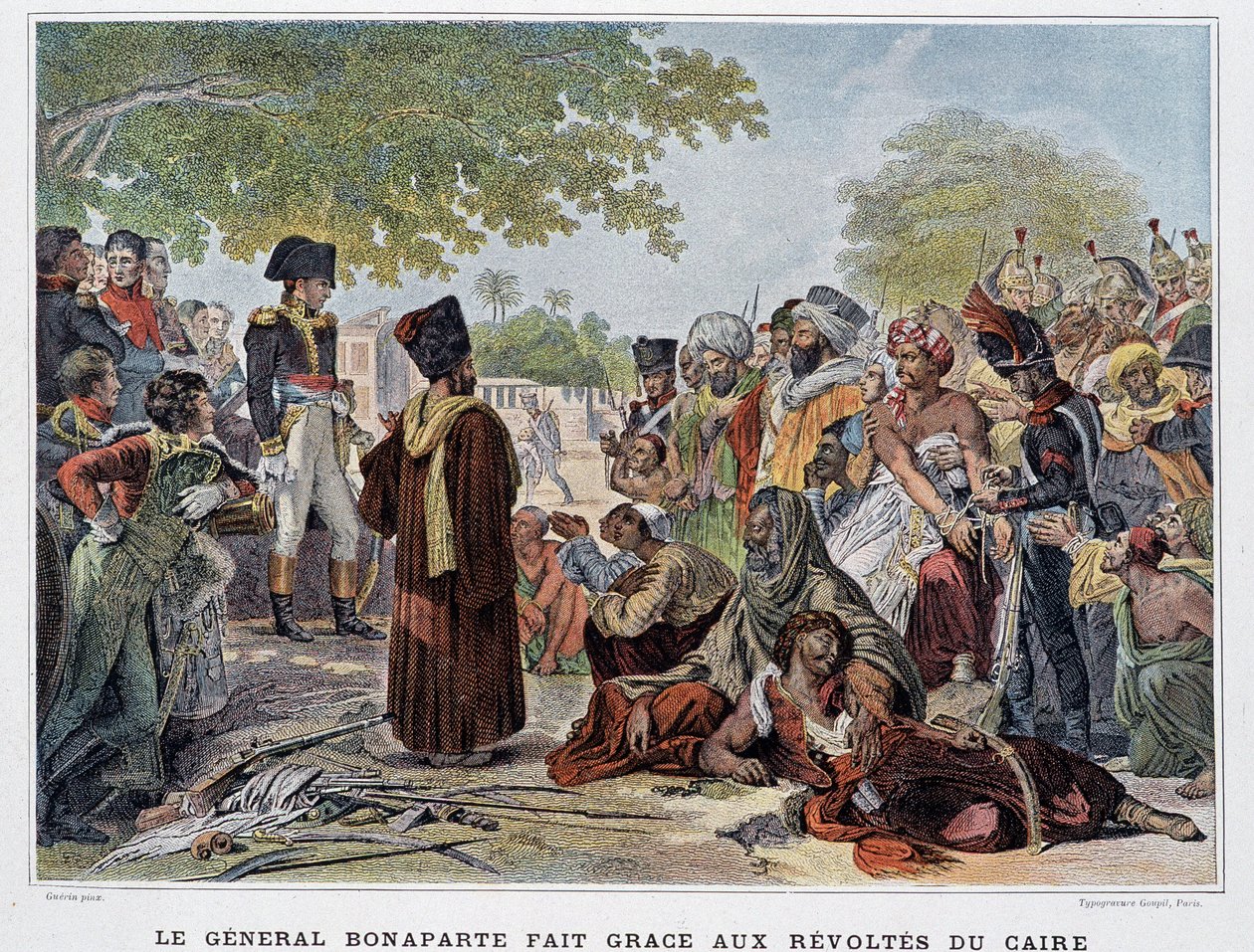 Il generale Bonaparte ringrazia per le rivolte del Cairo - in "Victoires et Conquêtes des Armées Françaises", Parigi, XIX secolo da French School