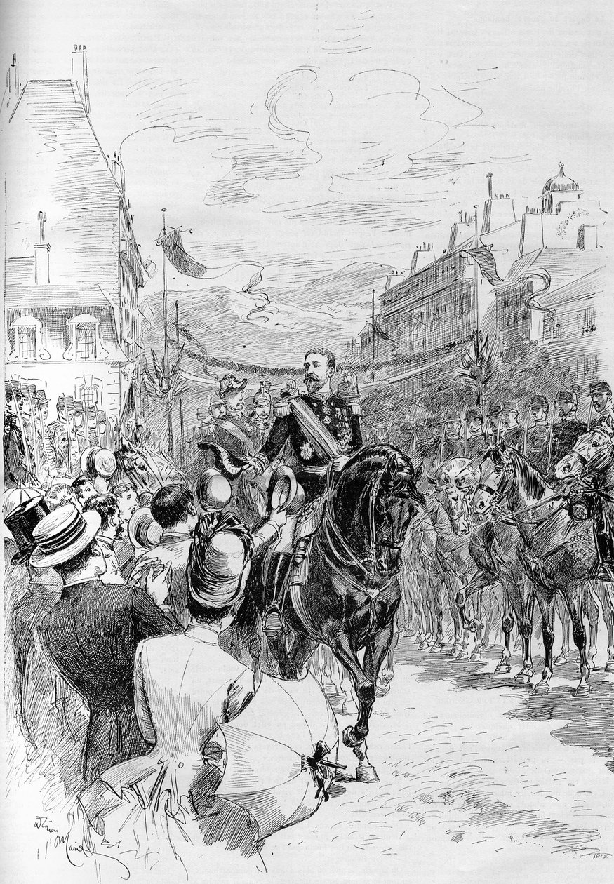 Il generale Boulanger entra ufficialmente a Clermont-Ferrand nel 1887. da French School