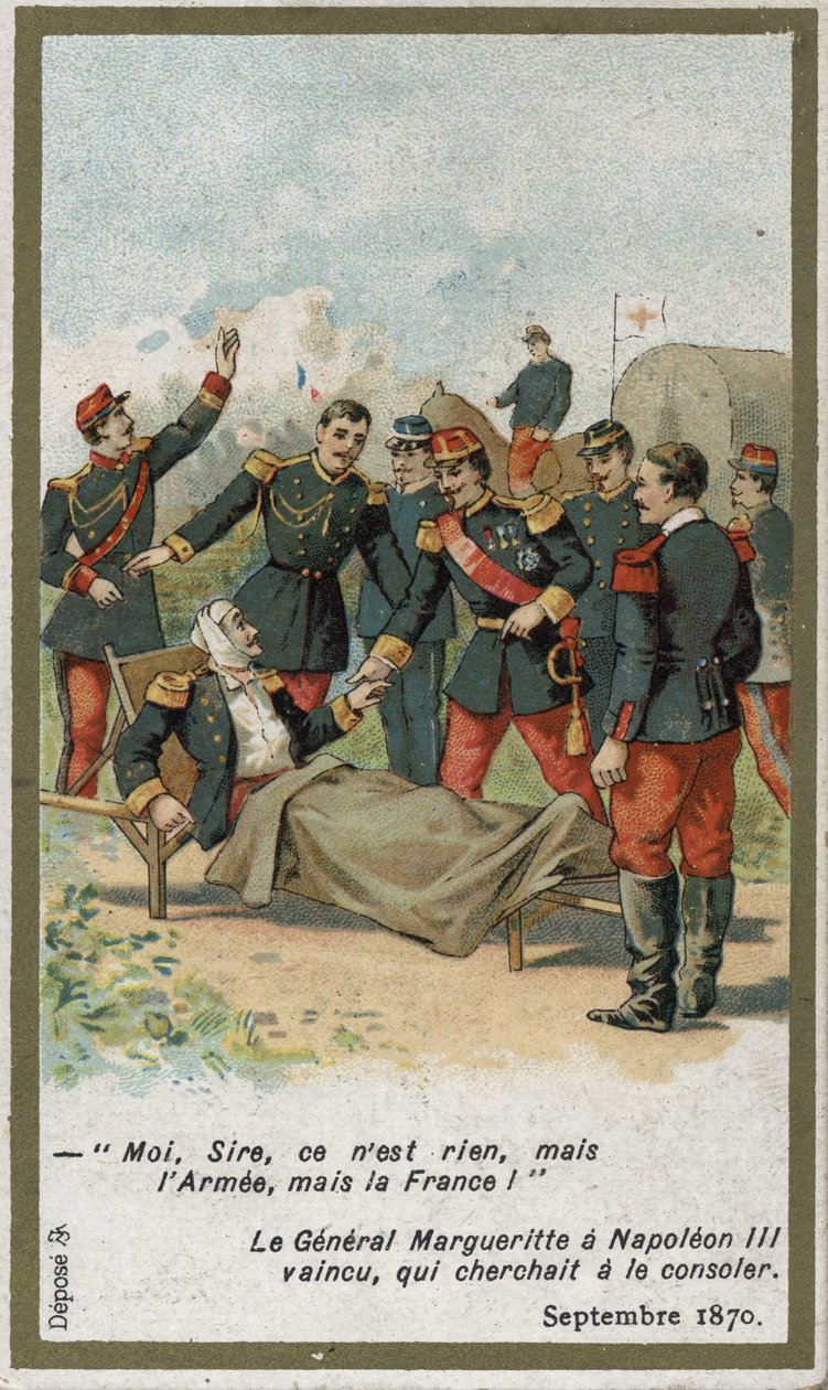 Generale Jean Auguste Margueritte ferito mortalmente durante la Battaglia di Sedan il 2 settembre da French School