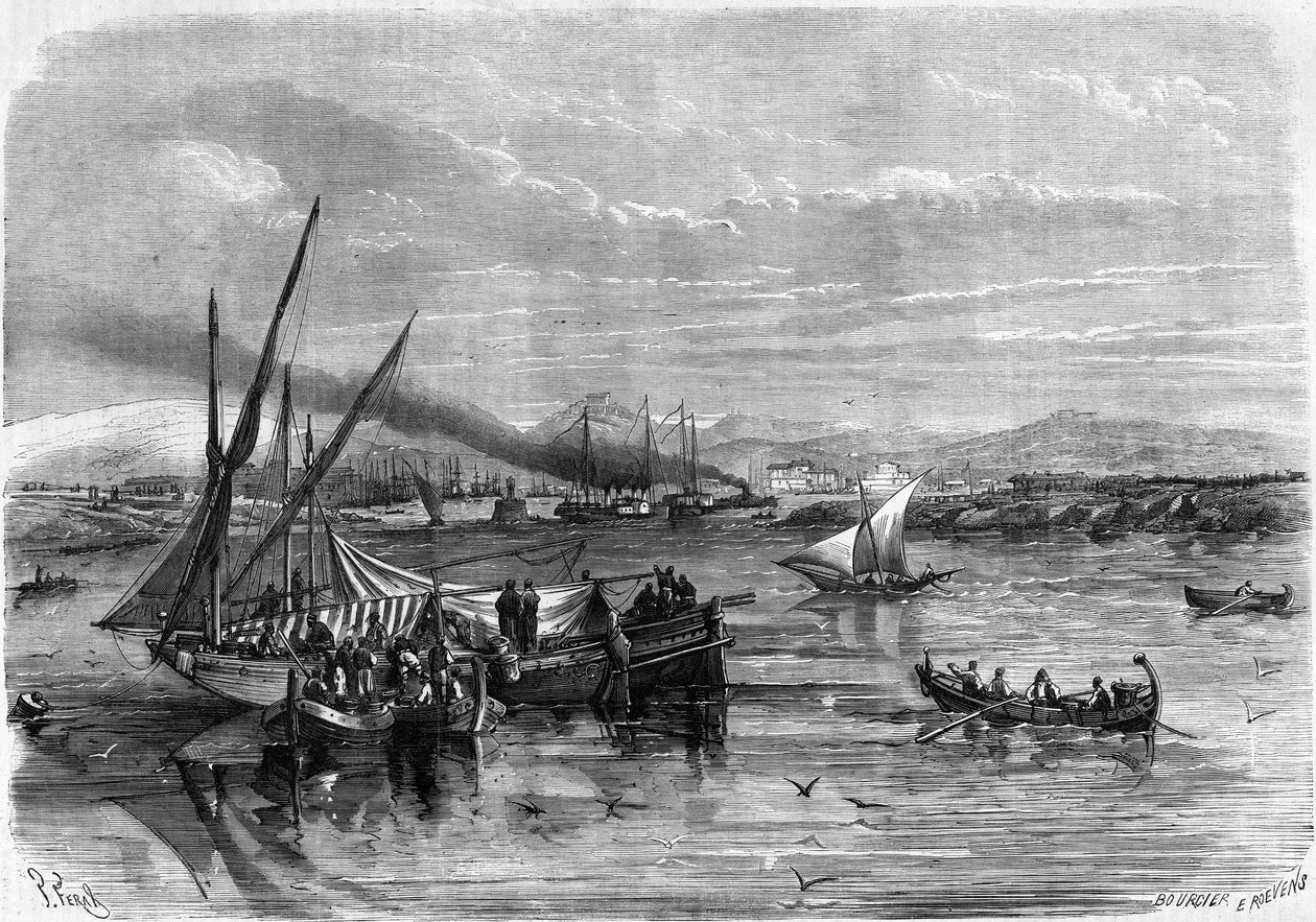 Veduta generale del Pireo, porto di Atene da French School
