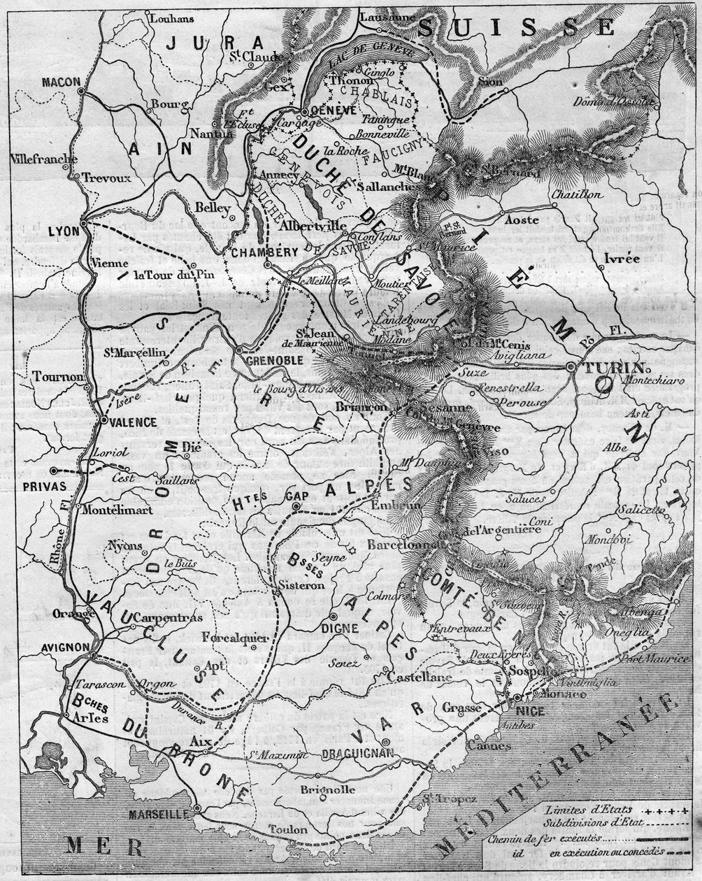 Mappa geografica del Ducato di Savoia e della Contea di Nizza da French School