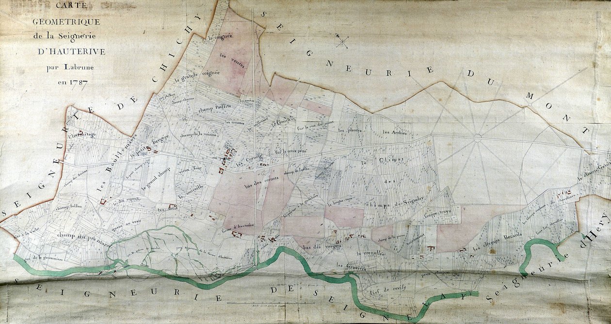 Mappa geometrica della signoria di Hauterive di Labrune nel 1787 da French School