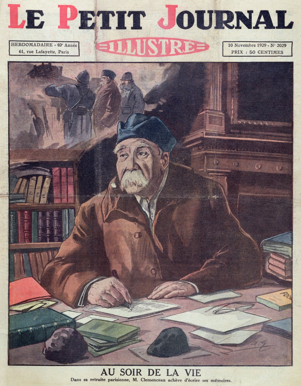 Georges Clemenceau (1841-1929) in vecchiaia, copertina di Le Petit Journal, 10 novembre 1929 da French School