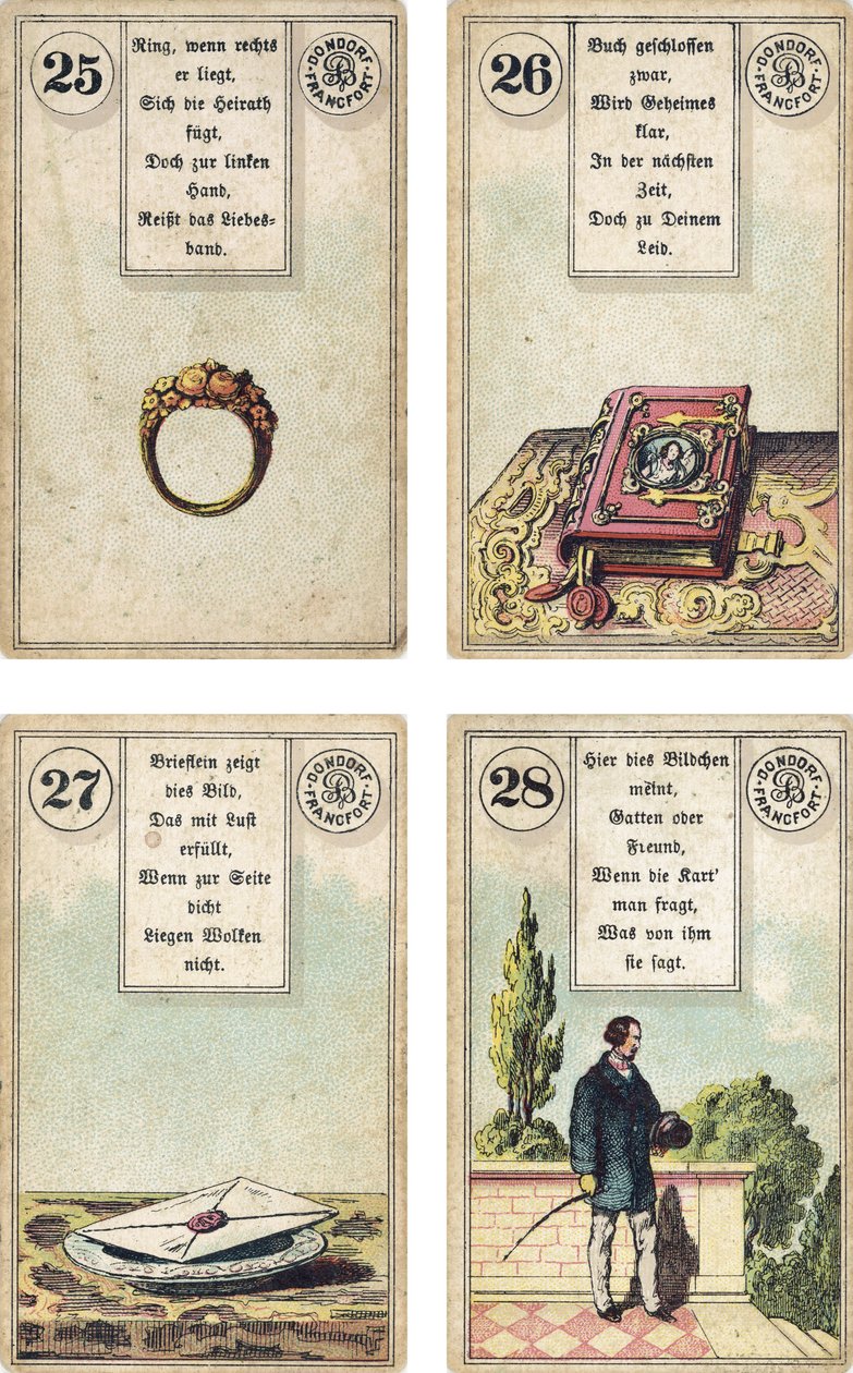 Edizione tedesca del mazzo di cartomanzia francese Lenormand: L