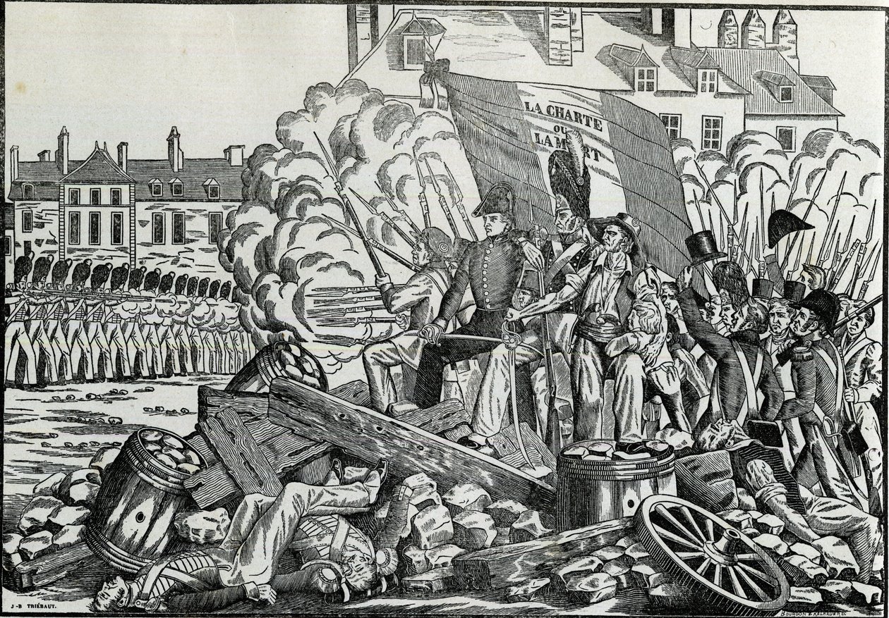 Gloriose e memorabili battaglie del luglio 1830 nel quartiere del Municipio di Parigi - Rivoluzione del 1830 - Le battaglie nei giorni di luglio 1830 a Parigi da French School
