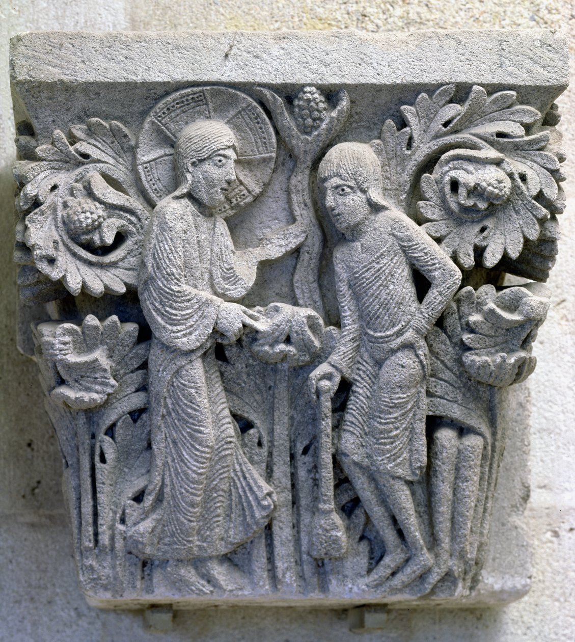 Dio dice ad Adamo di lavorare la terra, capitello originale dalla navata della cattedrale da French School