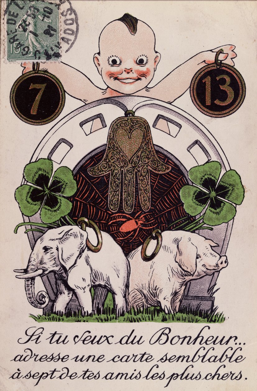 Cartolina di buona fortuna, c.1920 da French School