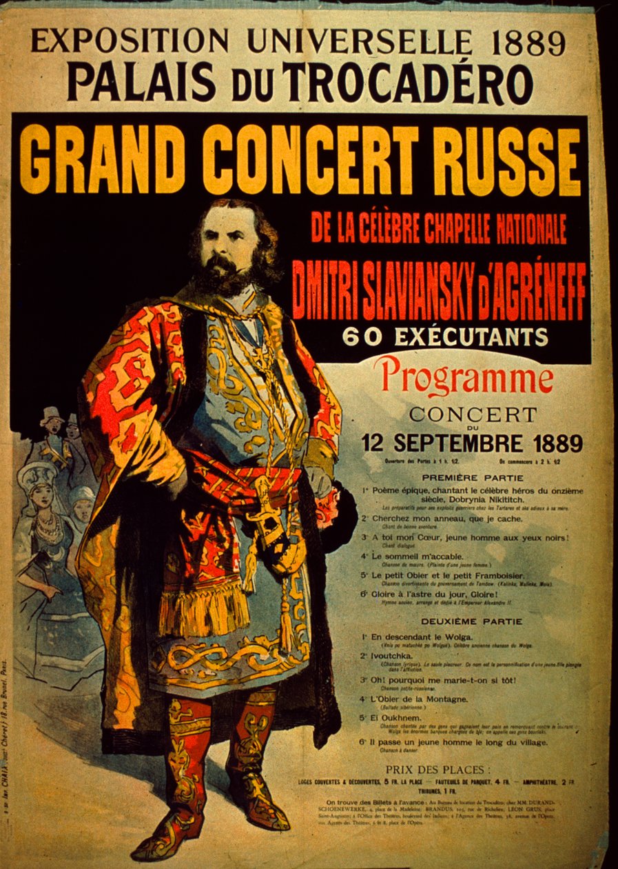 Programma del Grand Concert Russe, 1889 da French School