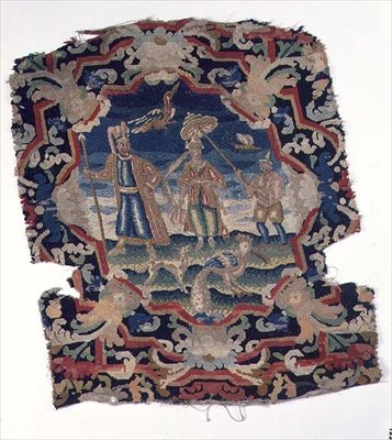 Copertura del sedile gros point e petit point con tre figure dell
