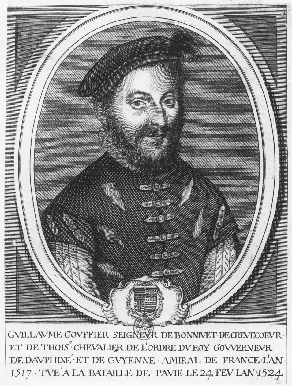 Guillaume Gouffier, Signore di Bonnivet (incisione) da French School