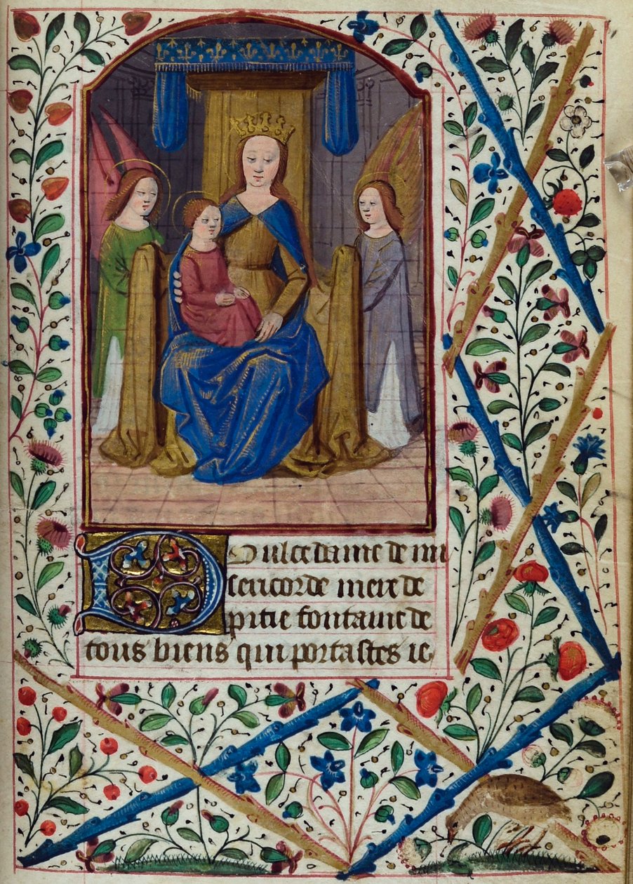 H/L-3-3 fol. 148r Vergine e Bambino, dal Libro delle Ore, Uso di Parigi, metà del XV secolo da French School