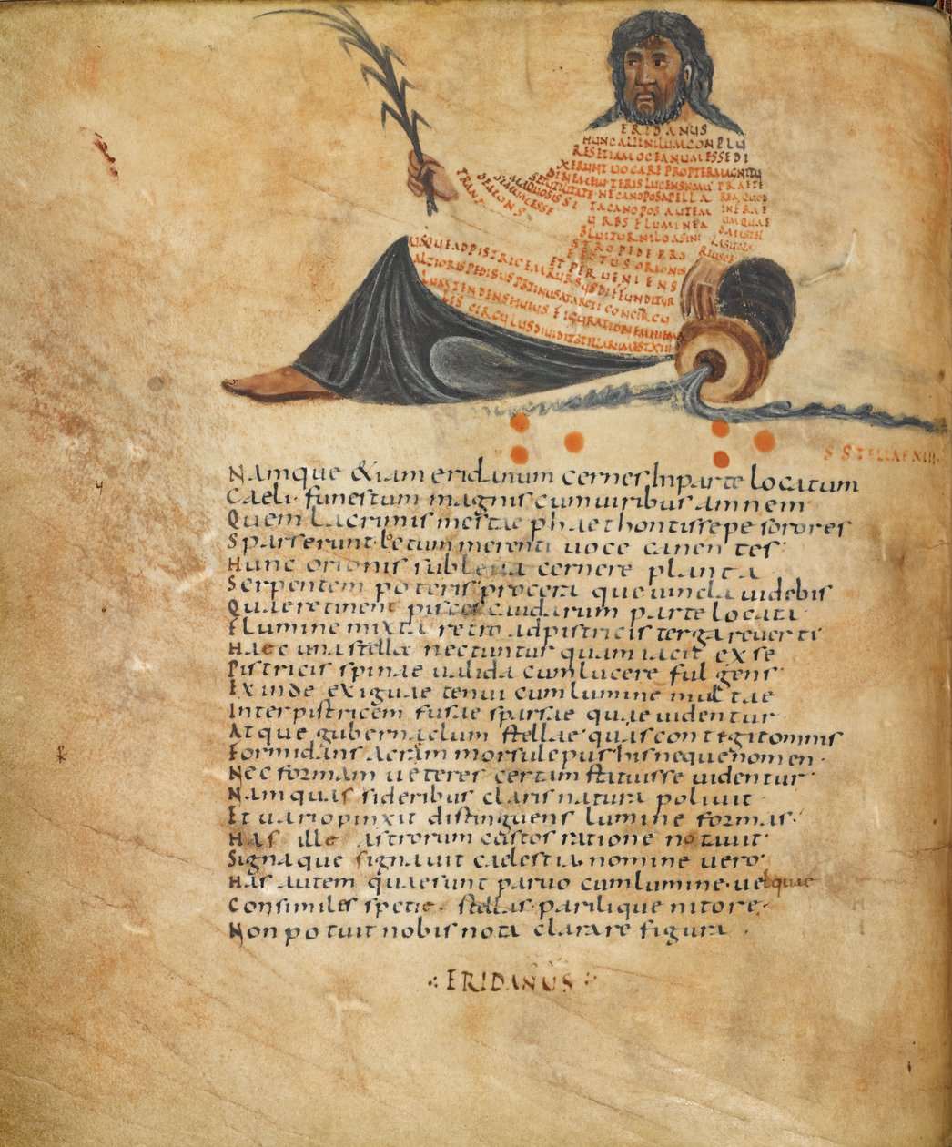 Illustrazione della costellazione Eridano e testo, c.820-40 da French School