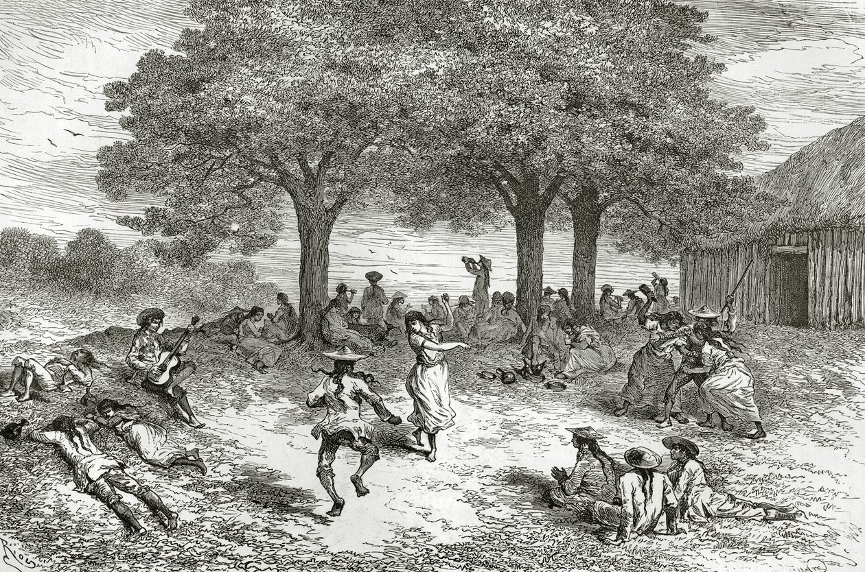 Raccolta di coca, Perù, illustrazione da Le Tour du Monde, 1877 da French School