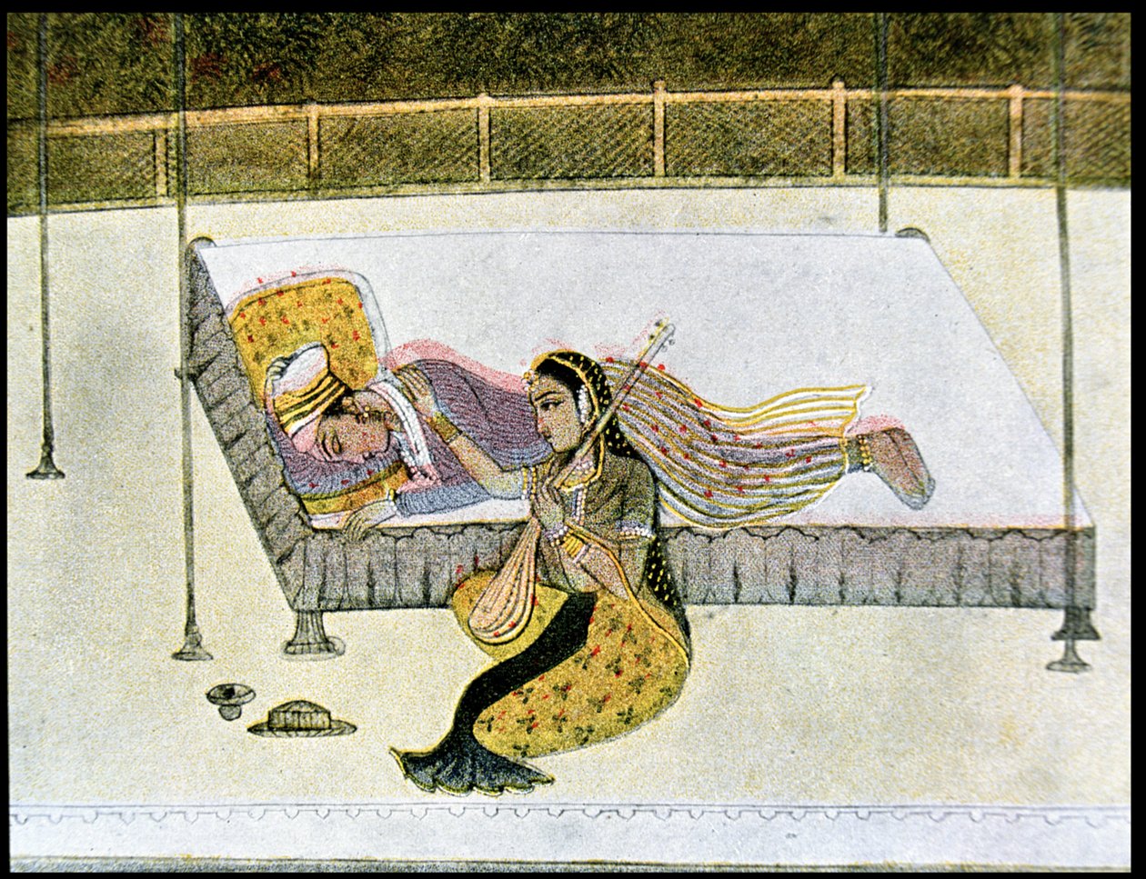 Non è nulla senza musica, illustrazione per Le Mille e una Notte, 1895 da French School