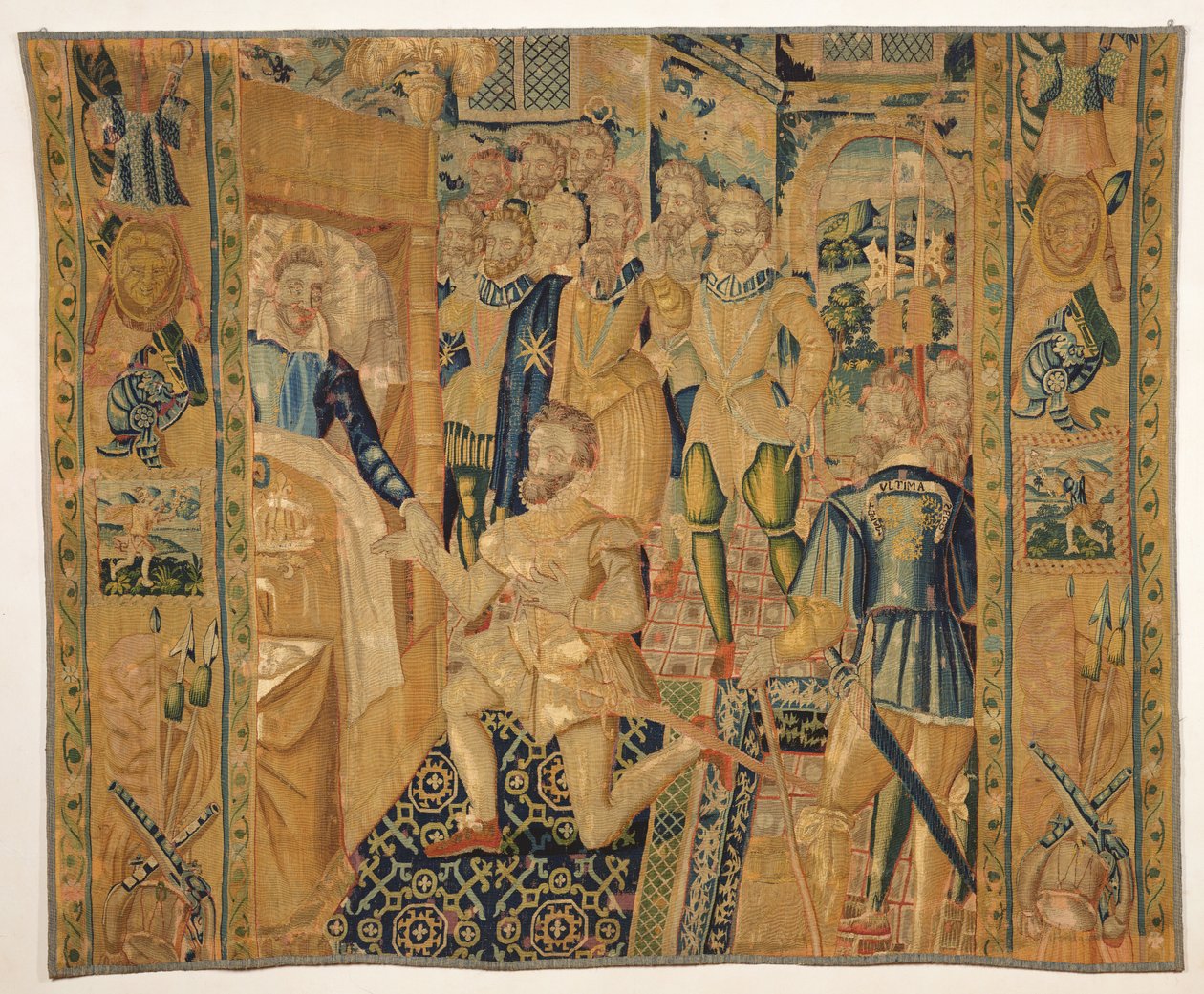 Enrico III (1551-89) de Valois che conferisce le insegne del potere a Enrico III (1553-1610) de Bourbon da French School