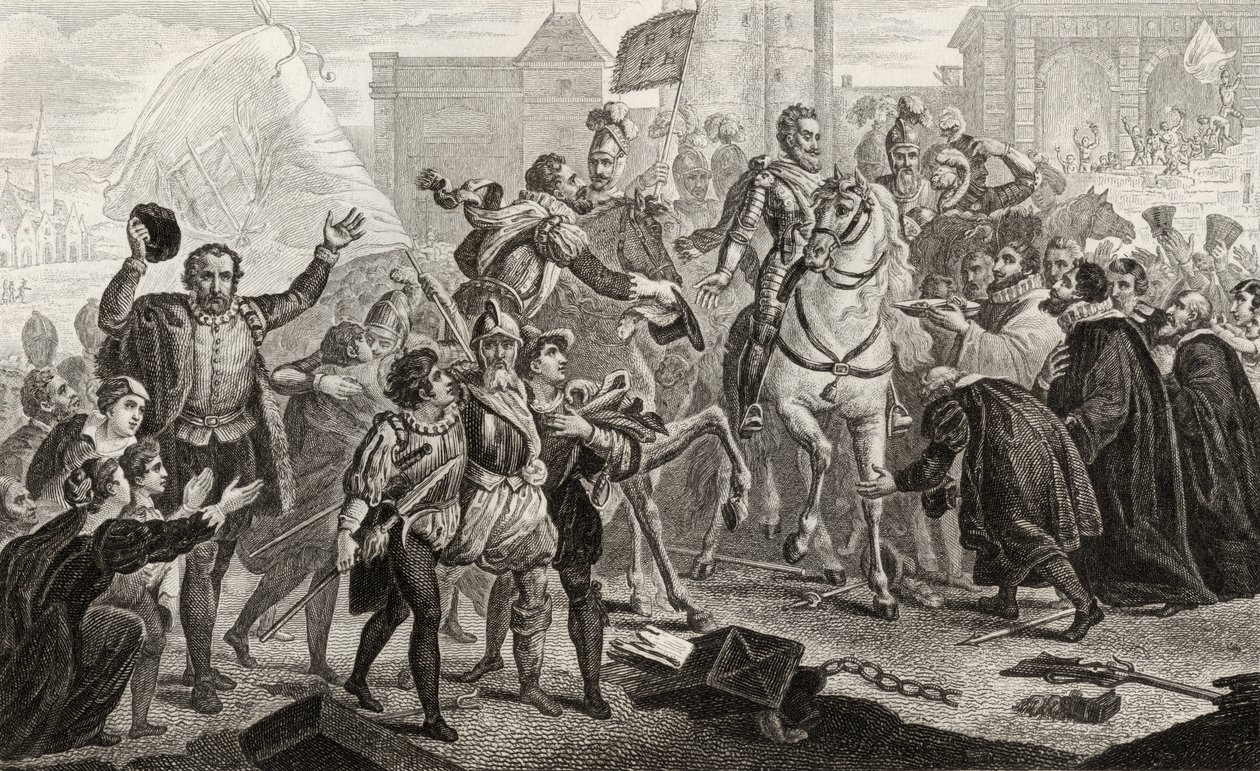 Enrico IV (1553-1610) entra a Parigi nel 1594, da 