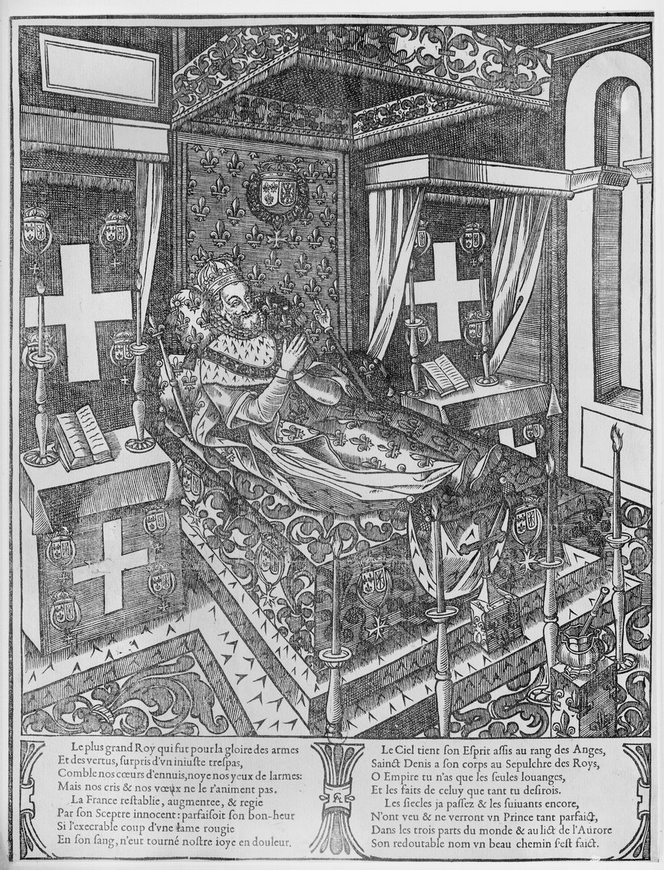 Enrico IV sul letto di morte, 1610 da French School