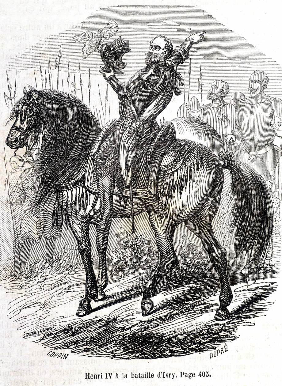 Enrico IV (1553 - 1610) alla Battaglia di Ivry (14/03/1590) - in "Storia di Francia" di L.-P. Anquetil da French School